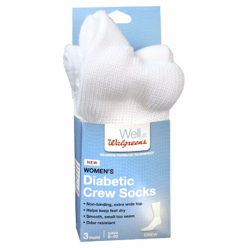 Walgreens Women's Diabetic Crew Socks 3 Pairs Perspective: front