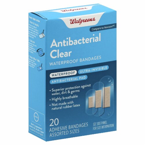 Walgreens Antibacterial Clear Waterproof Bandages Perspective: front