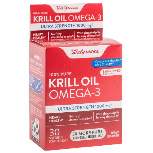 Walgreens Ultra Strength Krill Oil Omega-3 Softgels 1000mg, 30 ct - Ralphs