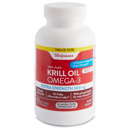 Walgreens Extra Strength Krill Oil Omega-3 Softgels 500mg, 80 ct - Ralphs