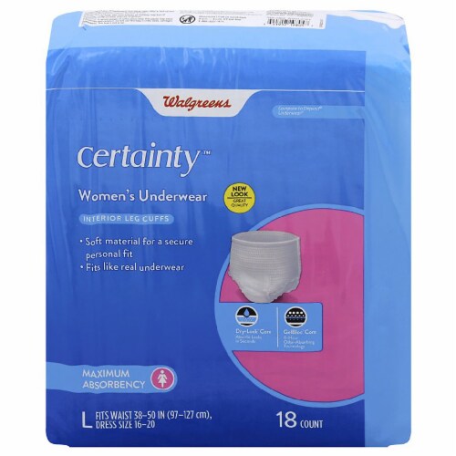 Walgreens Women's Certainty Large Maximum Absorbency Underwear, 18 ct -  Fry's Food Stores