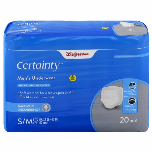 Walgreens Certainty Men's S/M Maximum Absorbency Underwear, 20 ct - Fry's  Food Stores