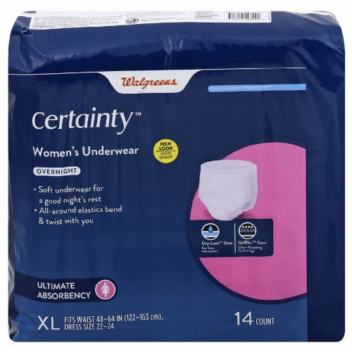 Walgreens Certainty Women's Ultimate Absorbency Extra Large Overnight  Underwear, 14 ct - King Soopers