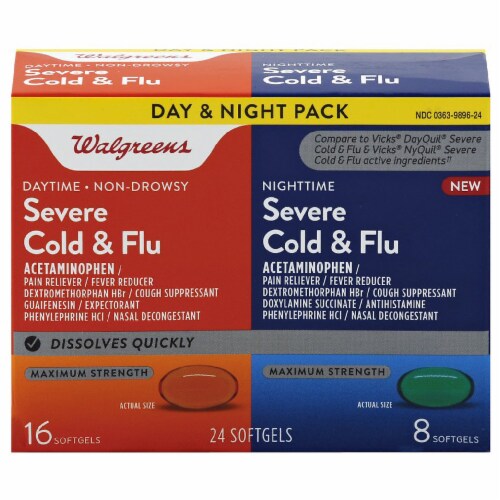 Walgreens Day & Night Severe Cold & Flu Softgels, 24 ct QFC