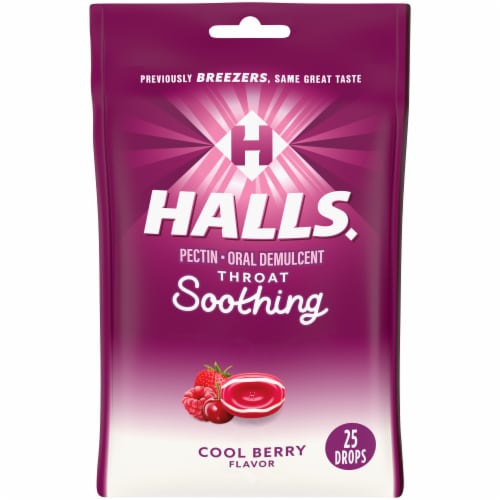 HALLS Breezers Cool Berry Flavor Pectin Throat Drops Perspective: front
