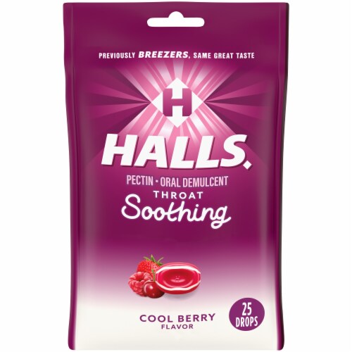 HALLS Breezers Cool Berry Flavor Pectin Throat Drops Perspective: front