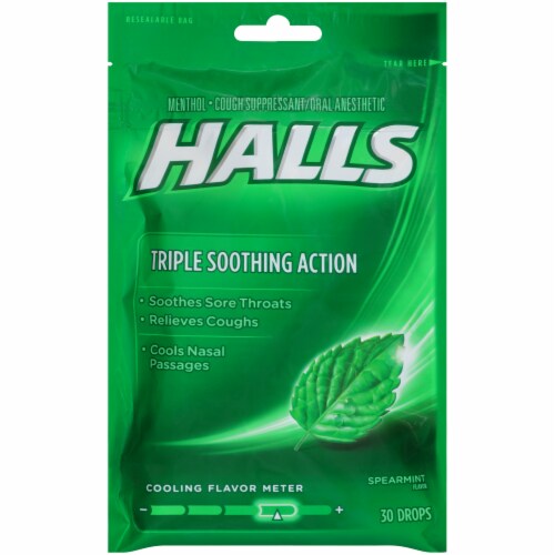 Mariano’s HALLS Spearmint Flavored Cough Suppressant Drops, 30 ct