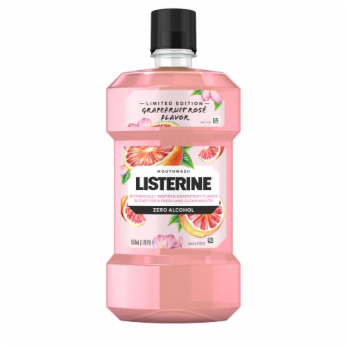 Listerine Zero Alcohol Grapefruit Rose Mouthwash Perspective: front