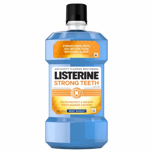Listerine® Strong Teeth Mint Shield Anticavity Mouthwash Perspective: front