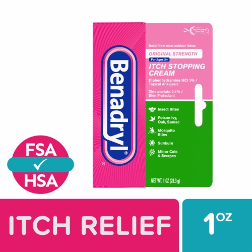 Benadryl Original Strength Itch Relief Cream Topical Analgesic Perspective: front