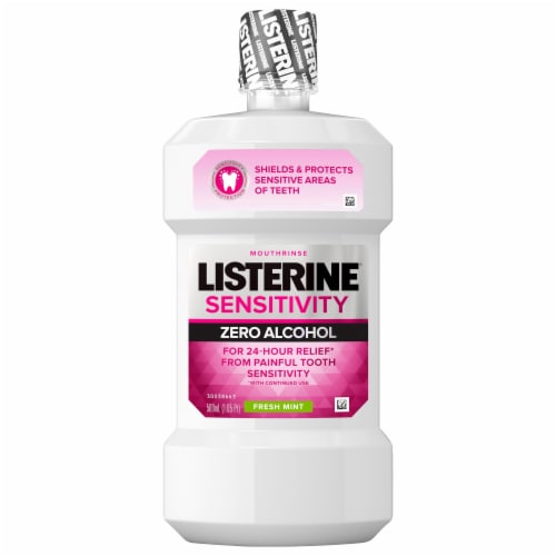 Listerine® Fresh Mint Sensitivity Zero Alcohol Mouthwash Perspective: front