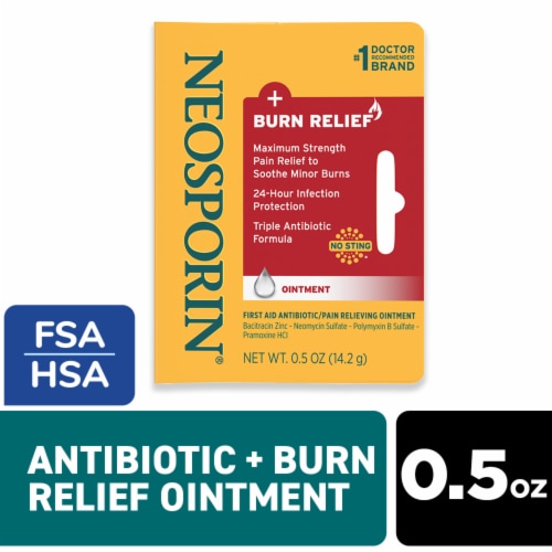 Neosporin Burn Relief & First-Aid Antibiotic Ointment Perspective: front