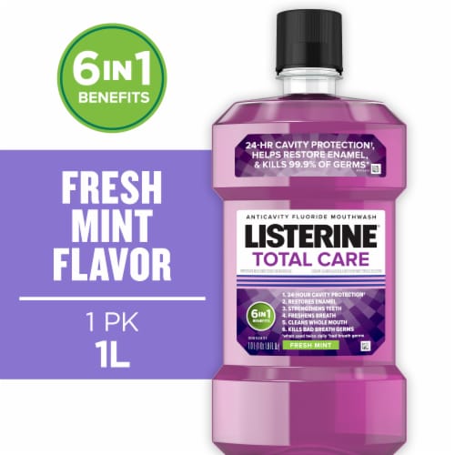 Listerine Total Care Fresh Mint Anticavity Mouthwash Perspective: front