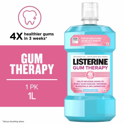 Listerine Gum Therapy Glacier Mint Antiplaque & Gingivitis Antiseptic Mouthwash Perspective: front