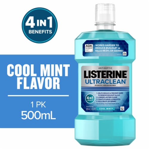 Listerine Ultraclean Cool Mint Antiseptic Mouthwash Perspective: front