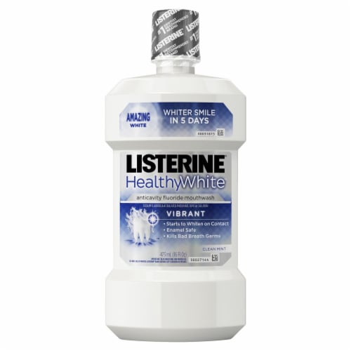 Listerine® Healthy White™ Vibrant Mint Flavored Anticavity Fluoride Mouthwash Perspective: front