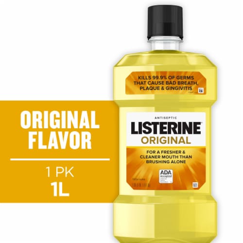 Listerine Antiseptic Mouthwash Original Daily Oral Rinse Kills 99% of Germs that Cause Bad Breath Perspective: front