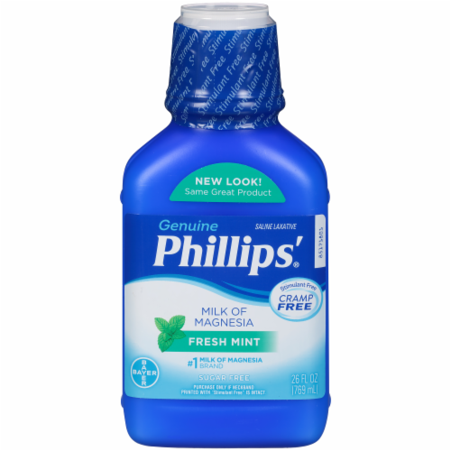 Phillips® Fresh Mint Milk of Magnesia Liquid Laxative Bottle Perspective: front