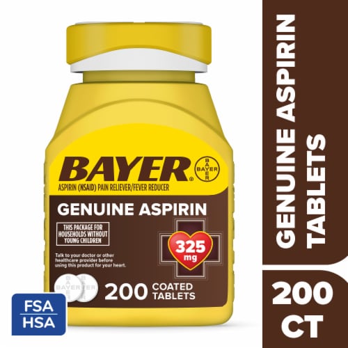 Genuine Bayer® Aspirin Pain Reliever/Fever Reducer Tablets 325mg Perspective: front