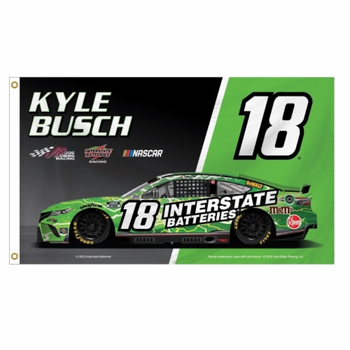 Kyle Busch #18 Nascar 3' x 5' Car Flag New for 2022 Perspective: front
