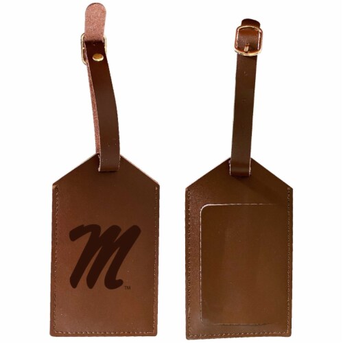 Mississippi Rebels Ole Miss Leather Luggage Tag Engraved Perspective: front
