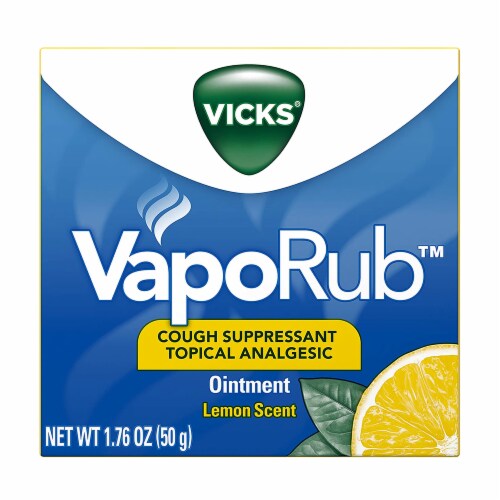 Vicks VapoRub Lemon Scented Cough Suppressant Topical Analgesic Ointment Perspective: front