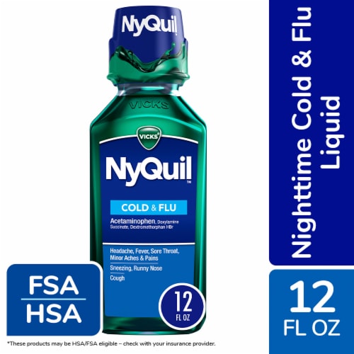 Vicks NyQuil Cold and Flu Medicine Acetaminophen Liquid Perspective: front
