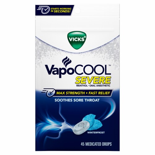 Vicks VapoCOOL Severe Winter Frost Oral Anesthetic Medicated Drops Perspective: front