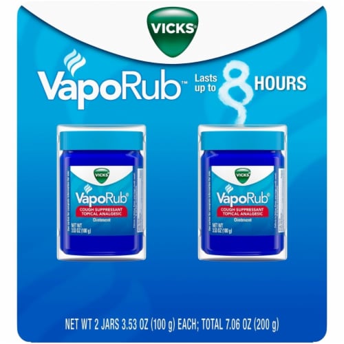 Vicks VapoRub Cough Suppressant Topical Analgesic Ointment (3.53 Ounce, 2 Count) Perspective: front