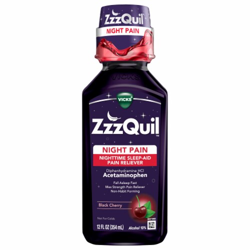 Vicks ZzzQuil™ Night Pain Acetaminophen Black Cherry Perspective: front