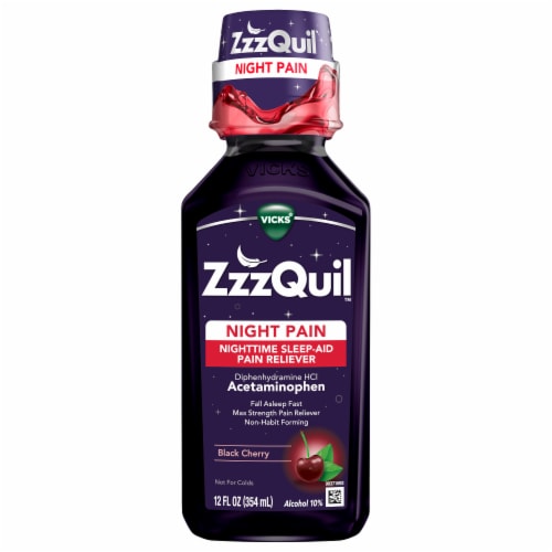 Vicks ZzzQuil™ Night Pain Acetaminophen Black Cherry Perspective: front