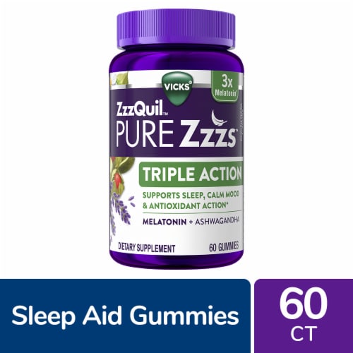Vicks® ZzzQuil™Pure Zzz™Triple Action - Melatonin + Ashwagandha Perspective: front