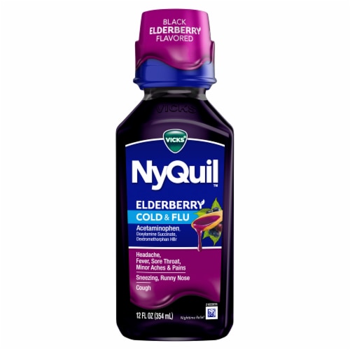 Vicks NyQuil Cold & Flu Relief Elderberry Liquid Perspective: front
