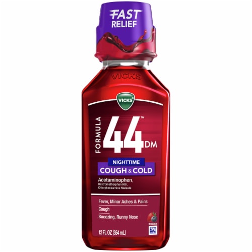 Vicks Formula 44 Nighttime Berry Flavored Cough & Cold Liquid, 12 fl oz