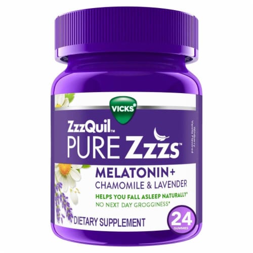 ZzzQuil Wildberry Vanilla Flavor PURE Zzzs Melatonin Sleep Aid Gummies Perspective: front