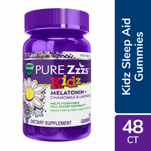 Vicks PURE Zzzs Kidz Sleep Aid Gummies Perspective: front