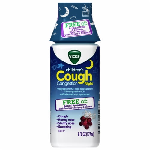 Vicks® Children's Cough and Congestion Grape Flavor Night Liquid Perspective: front