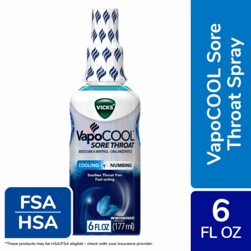 Vicks VapoCool Sore Throat Winterfrost Spray Perspective: front