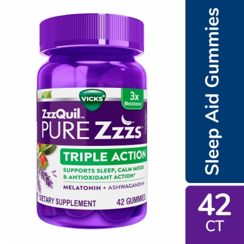 ZzzQuil PURE Zzzs Triple Action Gummies Perspective: front