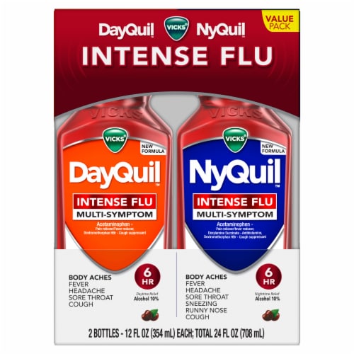 Vicks® Intense Flu Multi-Symptom DayQuil™ and NyQuil™ Perspective: front