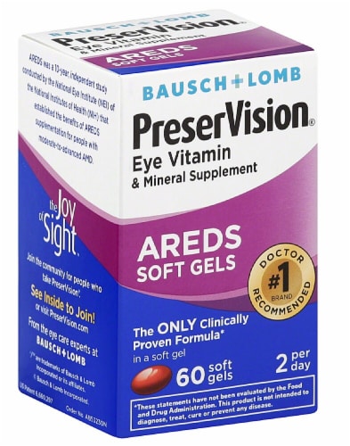 Bausch & Lomb PreserVision Eye Vitamin and Mineral Supplement AREDS Softgels Perspective: front