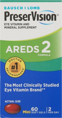 Bausch + Lomb PreserVision® Areds 2 Eye Vitamin and Mineral Supplement Soft Gels Perspective: front