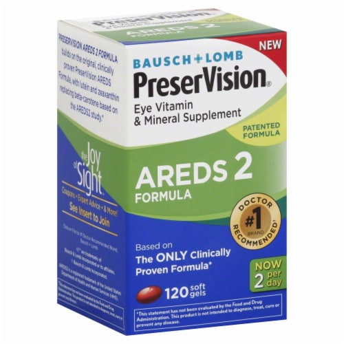 Bausch & Lomb PreserVision® Areds 2 Formula Eye Vitamin & Mineral Supplement Soft Gels Perspective: front