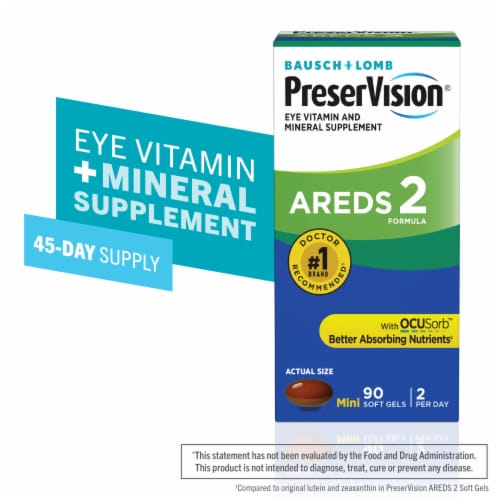 PreserVision® AREDS 2 Eye Vitamin & Mineral Supplement Minigels Perspective: front