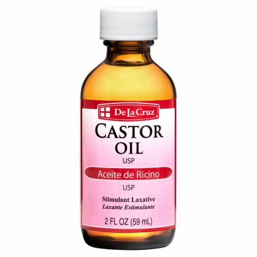 De La Cruz Pure Multi-Benefit Castor Oil for Skin, Hair and Stimulant Laxative 2 fl. oz. Perspective: front