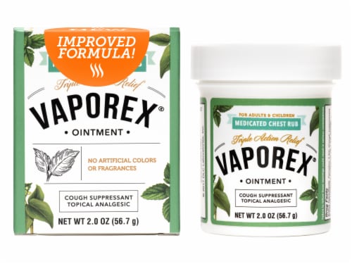 Vaporex Chest Rub Cough Suppressant with Camphor, Menthol, and Eucalyptus Essential Oil Perspective: front
