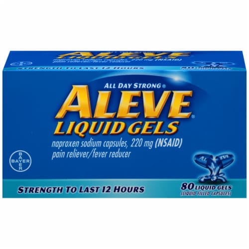 Aleve Naproxen Sodium Liquid Gels 220mg Perspective: front