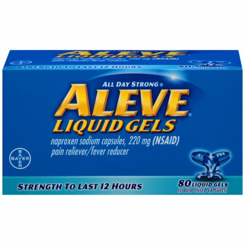 Aleve Naproxen Sodium Liquid Gels 220mg Perspective: front