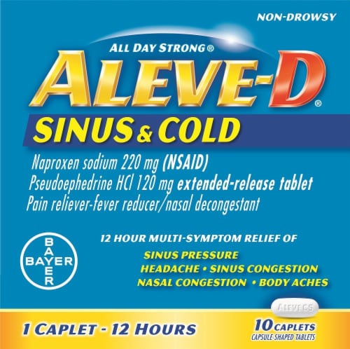 Aleve-D Sinus & Cold 12 Hour Multi-Symptom Relief Caplets Perspective: front