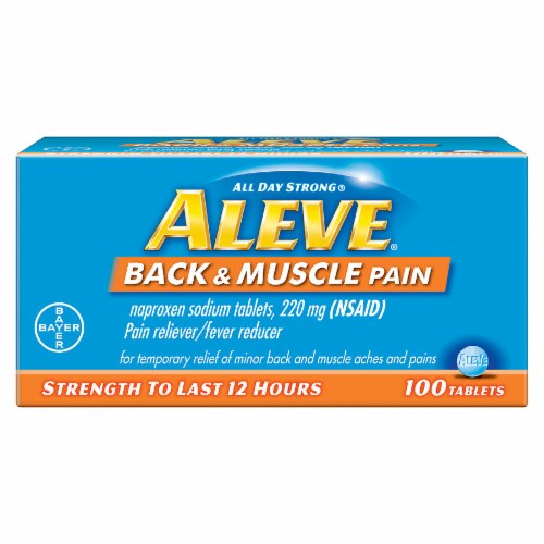 Aleve Back & Muscle Pain Relief Naproxen Sodium Tablets Perspective: front